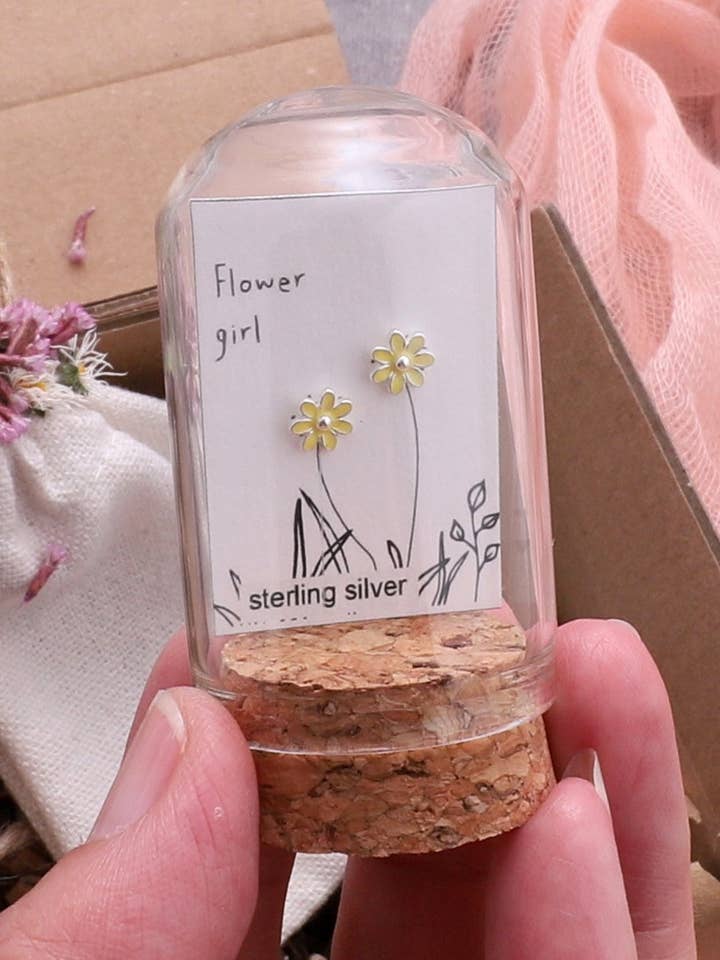 TT51043 Flower girl YELLOW flower earrings for wholesale by Attic creations