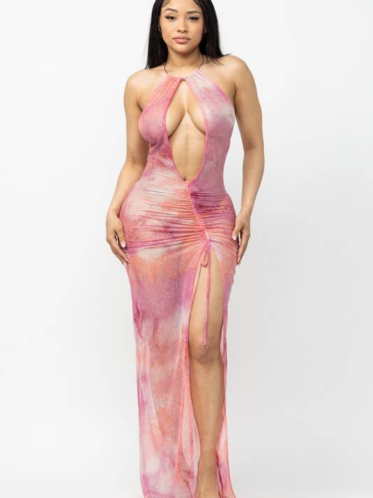 Abito in rete con dettaglio a goccia per la vendita all'ingrosso da parte di Belita Collection