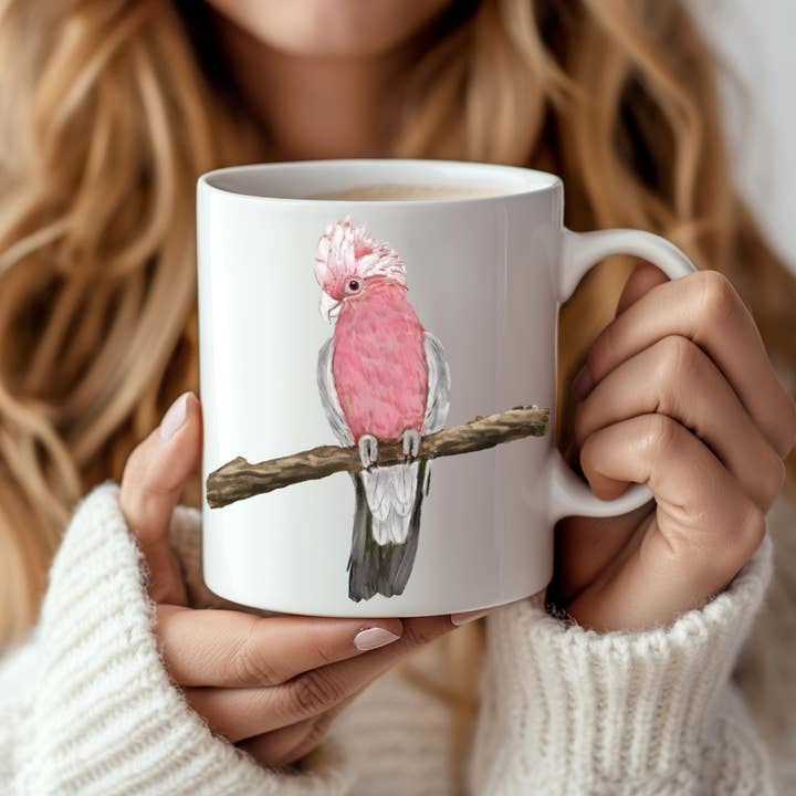 MerikaArt - Vendita all'ingrosso Tazza - Tazza Cacatua Rosa con Bellissima Illustrazione di Uccello1
