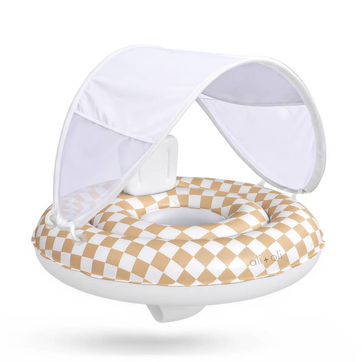 Ali+Oli - Wholesale Inflatables - Ali+Oli Baby Swim Seat with Sun Canopy (Tan Checkers)0