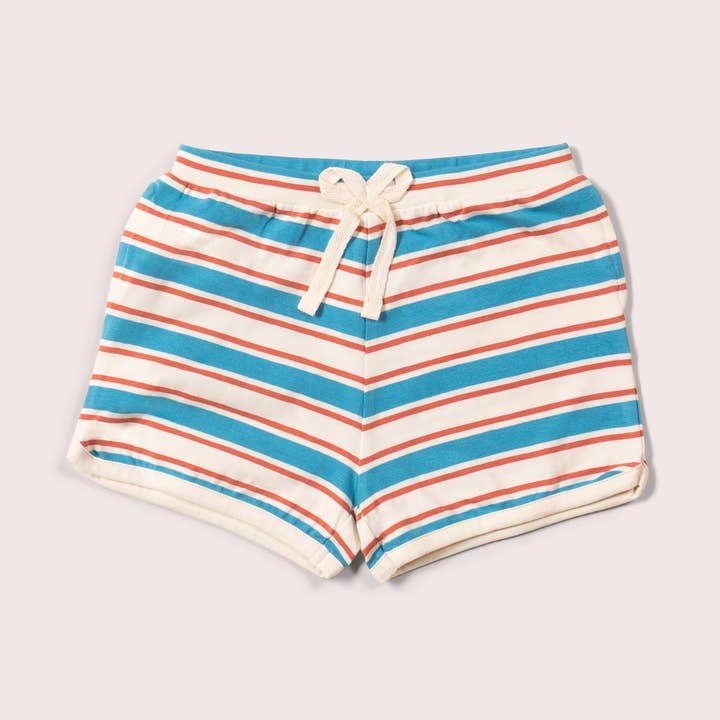 Blue & Walnut Striped Run Around Shorts for wholesale by Little Green Radicals