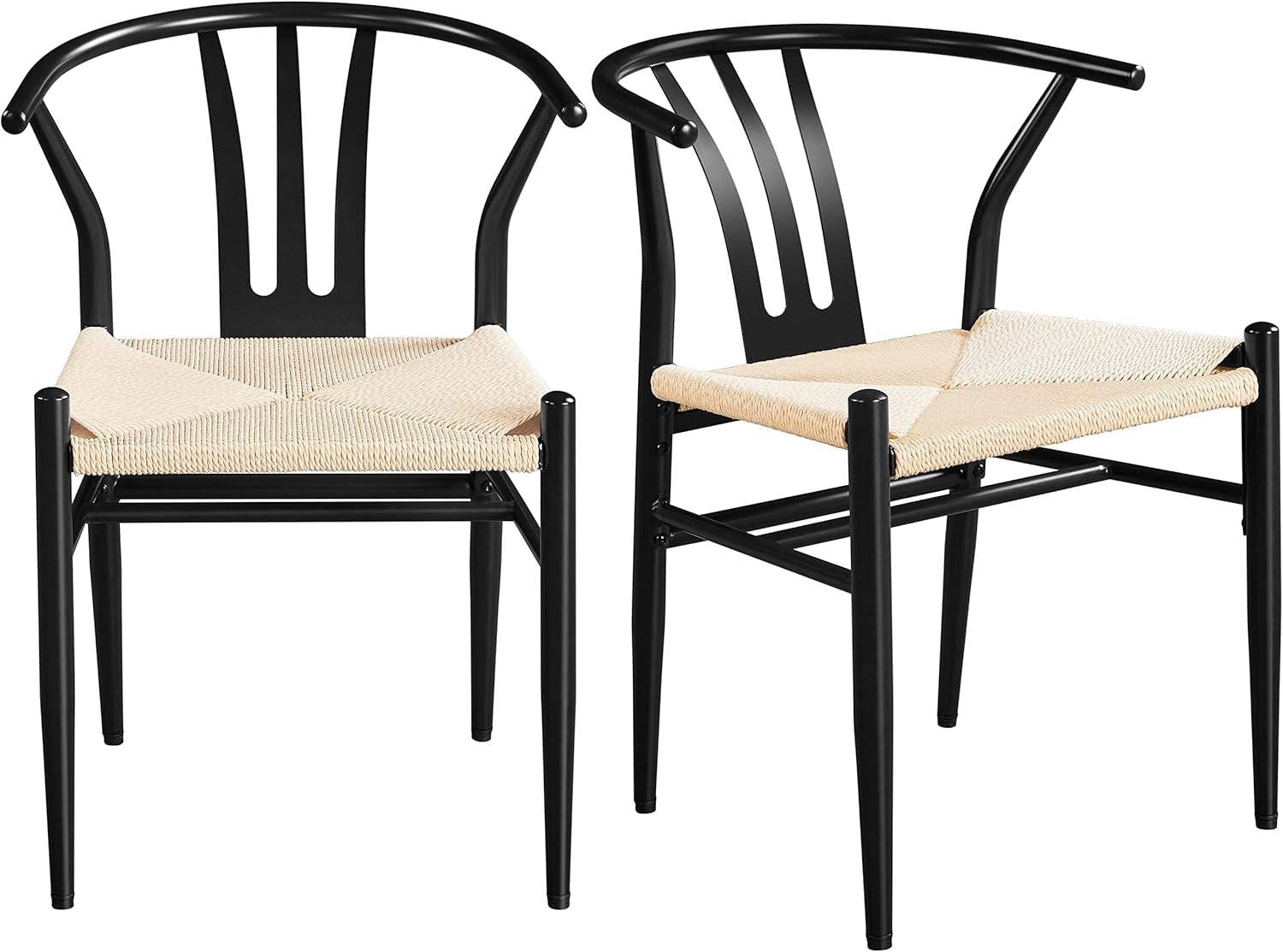 Black Rattan Weave Dining Chairs Set 2 Mid Century Modern for wholesale on Faire1