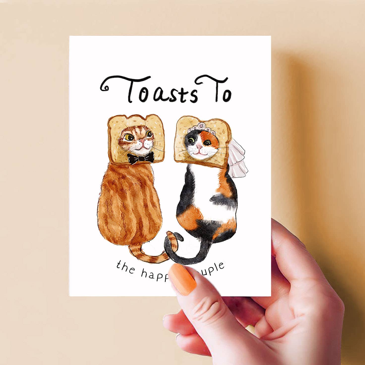Liyana Studio – postal de casamento por atacado – Wedding Toast Cats - Cartão de Casamento Engraçado2