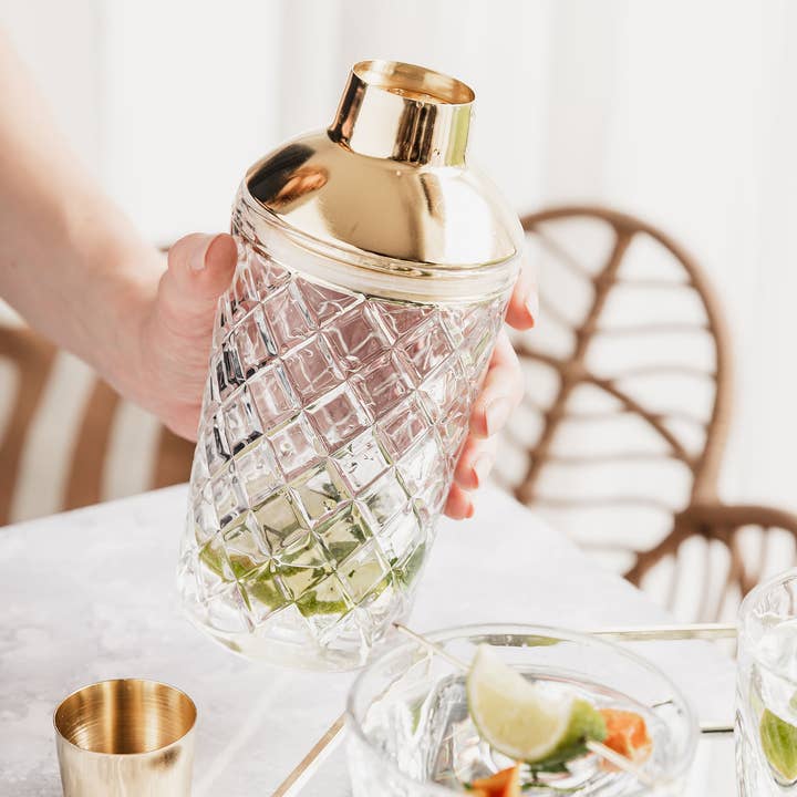 UBERSTAR - Wholesale Cocktail Shaker - Glass Cocktail Shaker (600ml 20 oz) - Gold