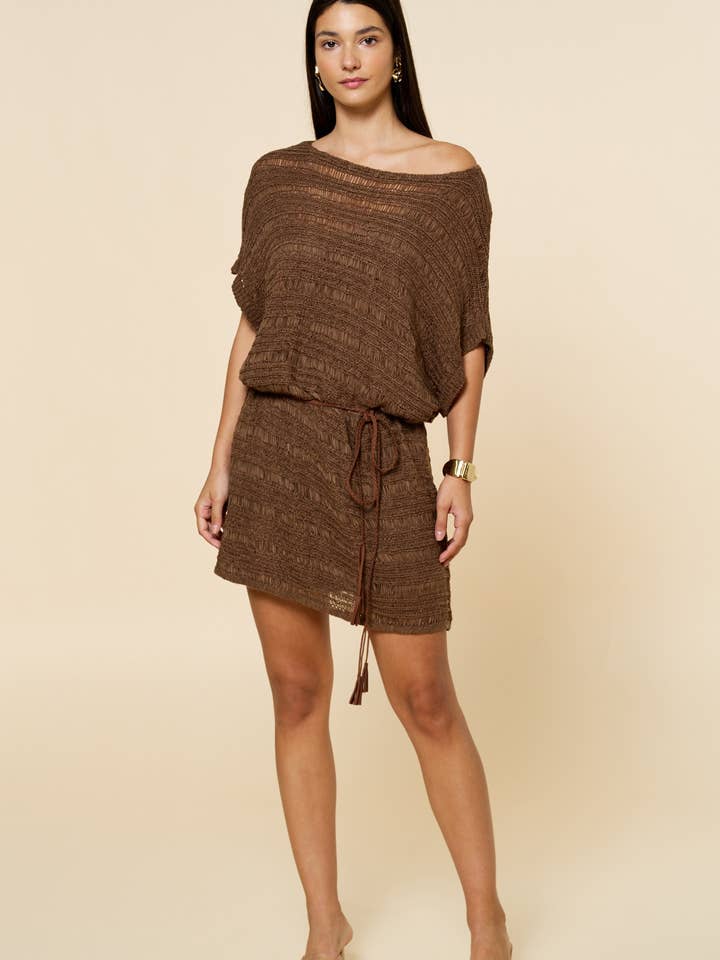 Open Stitch Boat Neck Knit Dress for wholesale by Lalavon