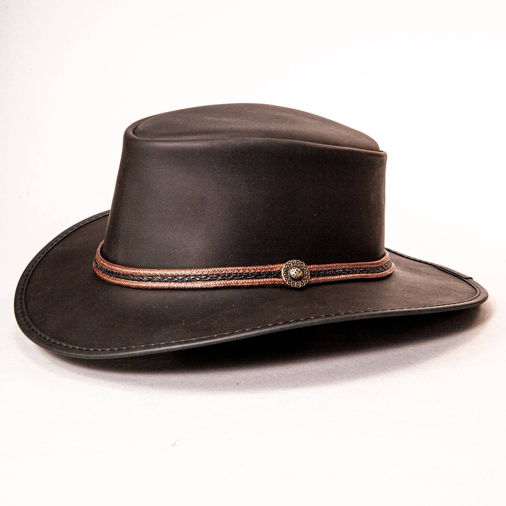 American Hat Makers - Wholesale Cowboy Hat - Unisex - Cowhide Leather Outback Hat - Style Midnight Rider2