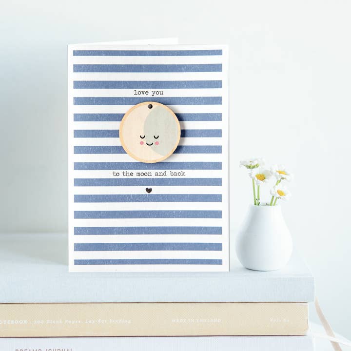 Tarjeta de cumpleaños lunar con ficha de madera para venta al por mayor de Daisycat