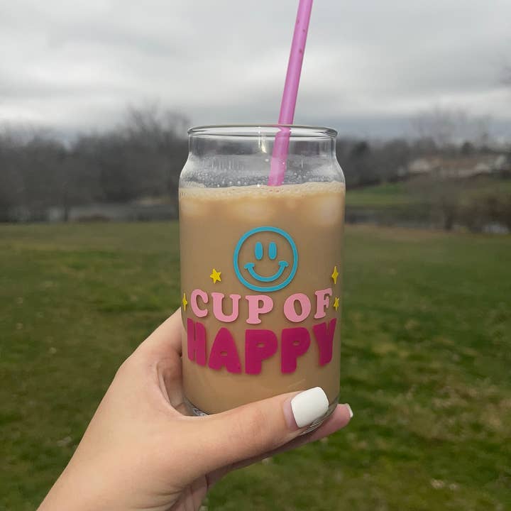 Cup of Happy Beer Can Glass for wholesale by SarahMackenzieStudio
