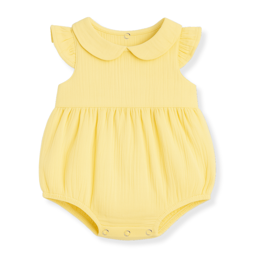 PUFFI - Wholesale Bodysuit (Non-Footed) - Baby - Otroški muslin romper z naborki - Yellow1