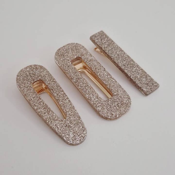 Champagne resin hair clip for wholesale by Les Noeuds de Maman