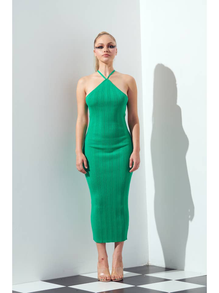 WFFS - Wholesale Dress - Women's - Halter Knit Midi Dress