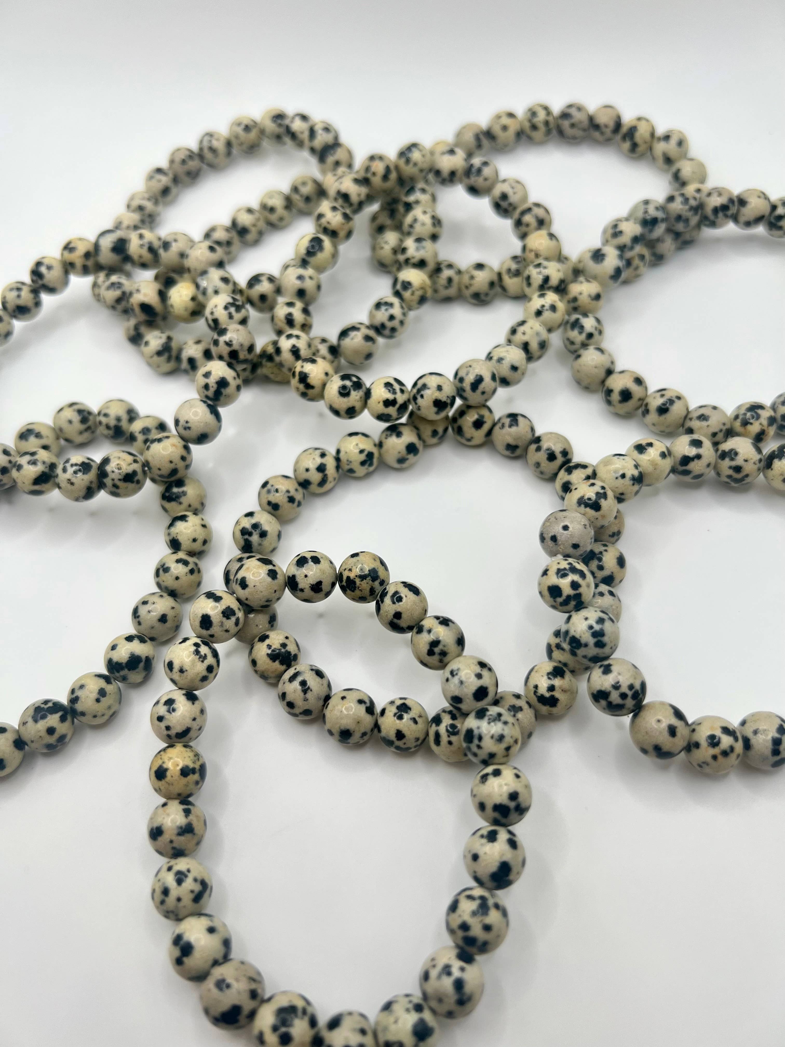 Oils and Auras - Wholesale Beaded Bracelet - Dalmatian Jasper Crystal Bracelet - 8mm Bead5
