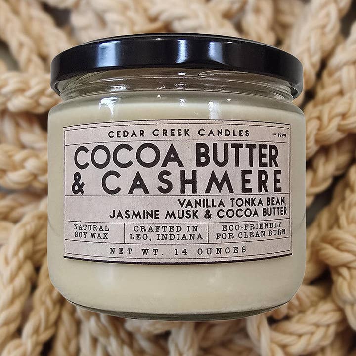 Sojawaskaars Cacaoboter + Kasjmier voor wholesale door Cedar Creek Candles