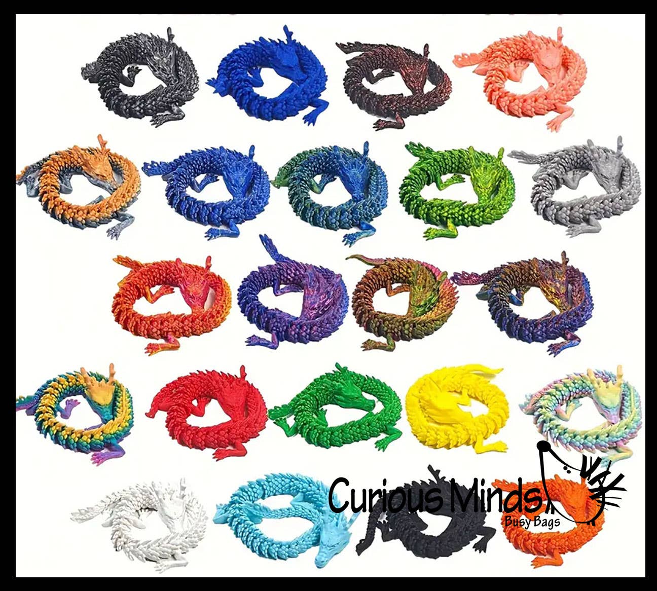 Curious Minds Toys - Wholesale Fidget Toy - Kids - 1 - 3D Printed Large 12" Dragon Wiggle Articulated Jointed M5