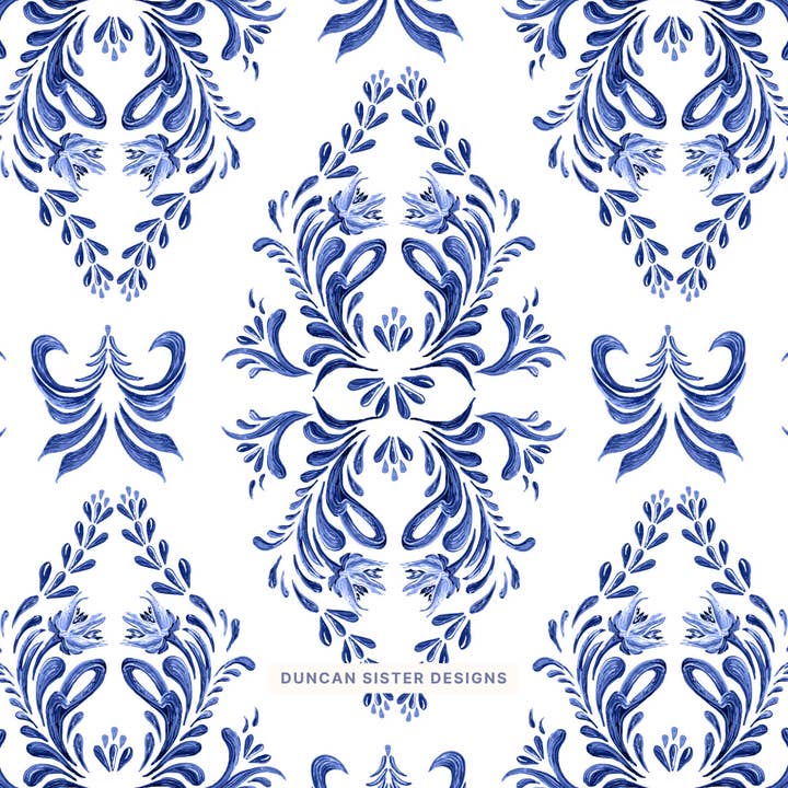 Duncan Sister Designs - Wholesale Stationery/Notecard Set - Blue and White Notecards – Set of 8, USA Made2