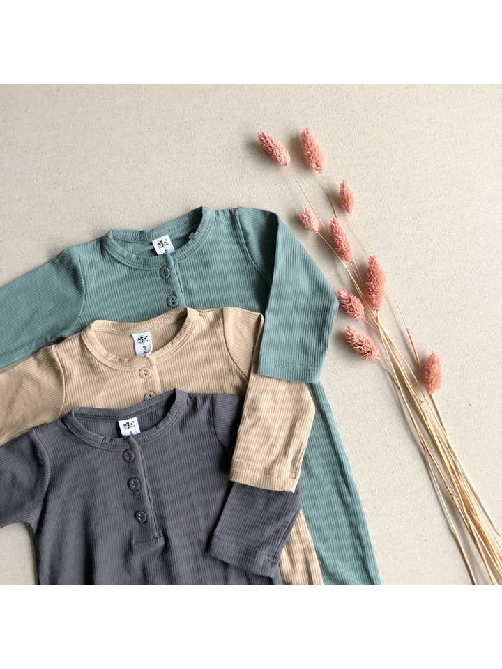 Earth Baby Outfitters - Wholesale Jumpsuit - Baby - Bamboo Ribbed Long Sleeve Henley Romper8