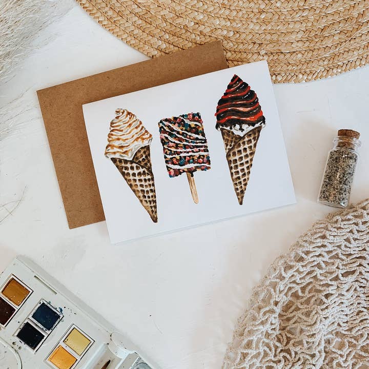 MacaelaMade – wholesale Everyday greeting card – Ice Cream Waffle Cone Card3