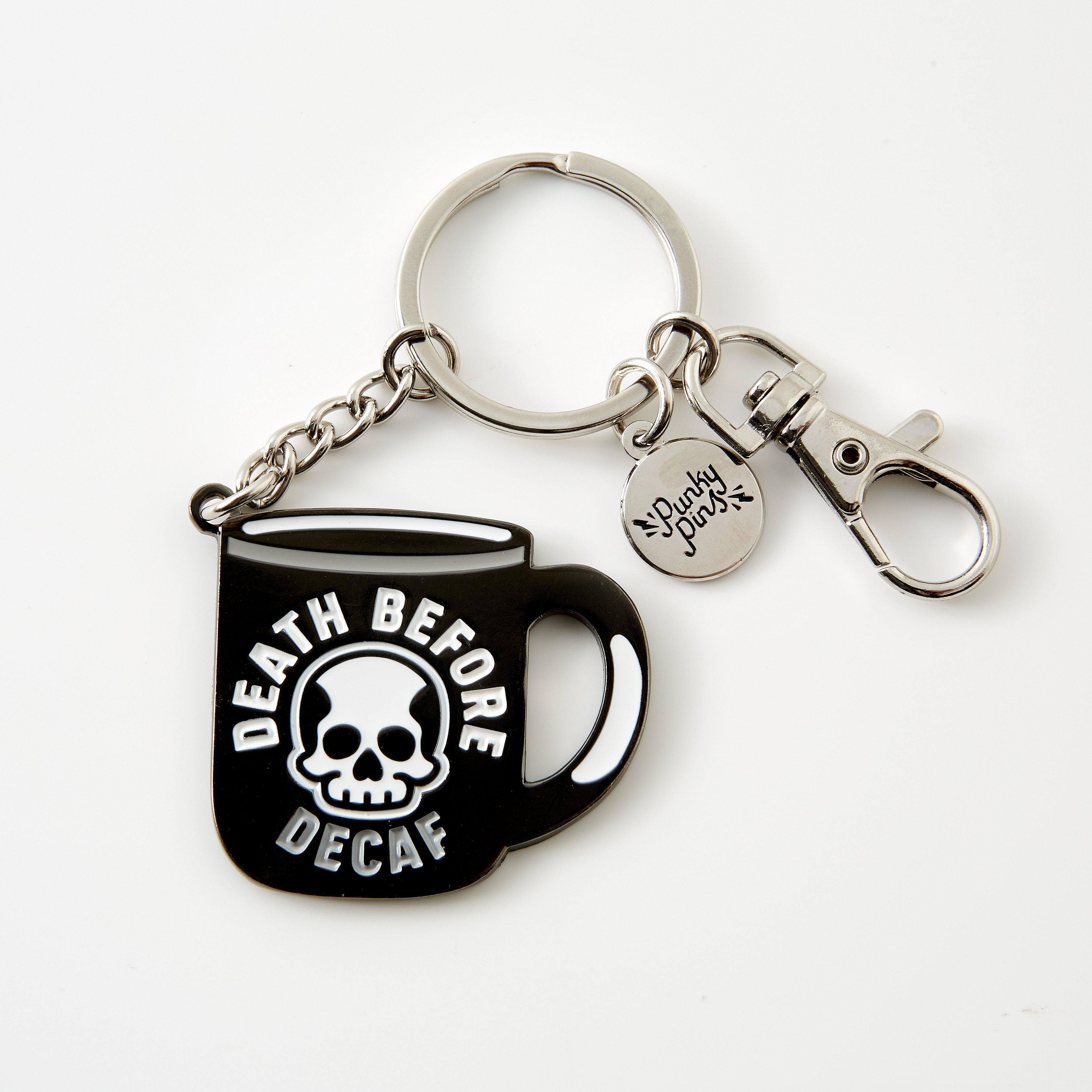 Punky Pins – wholesale Keychain – Unisex – Death Before Decaf Hard Enamel Keyring2