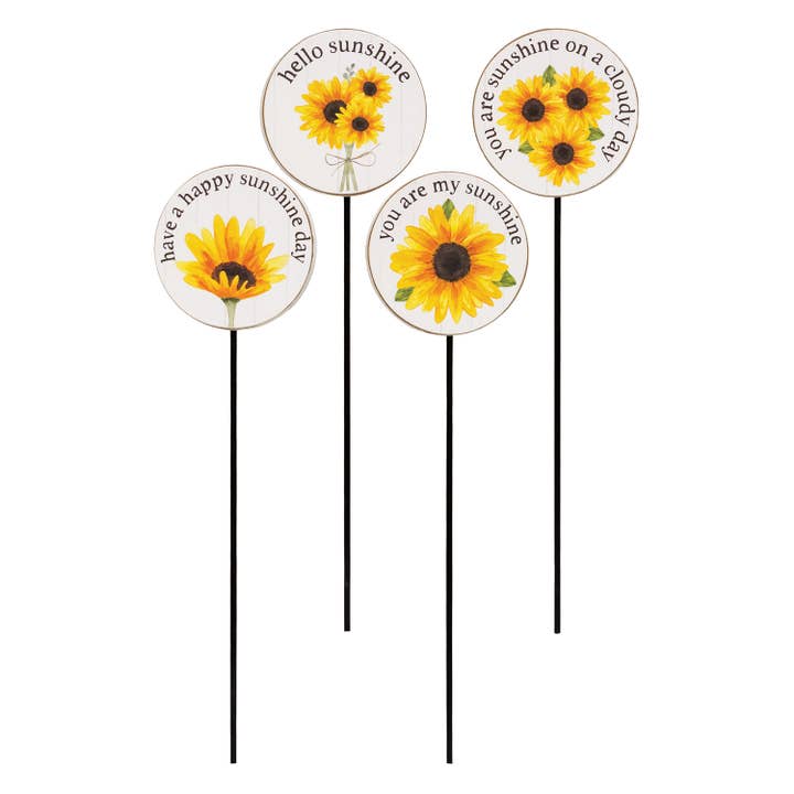 Hello Sunshine Sunflower Plan Poke - 4 Asstd. for wholesale by The Hearthside Collection