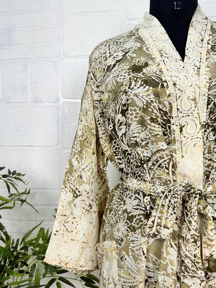 The Eastern Loom - Wholesale Kimono - Women's - Bohemian New Silk Sari Kimono Women Regal House Beach Robe  2