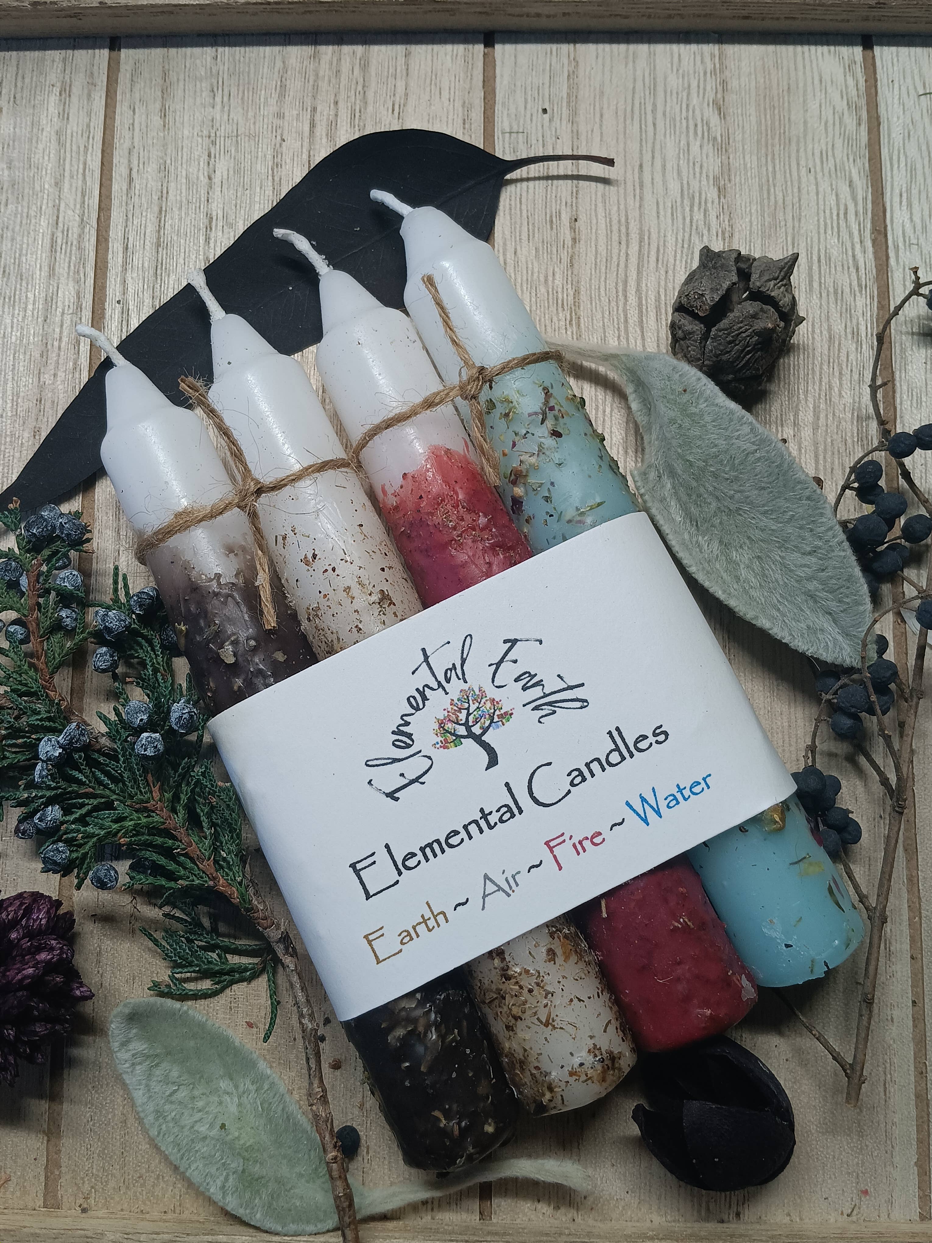 Elemental Earth Shop - Vente Bougies/bougeoirs coniques - Ensemble de bougies de 6 pouces à intention herbacée élémentaire7