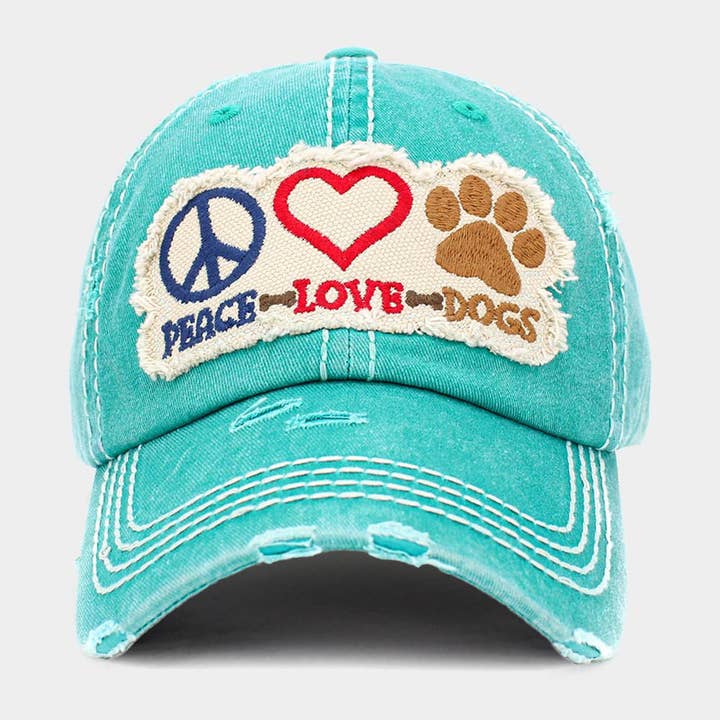 PEACE LOVE DOGS Message Vintage Baseball Cap for wholesale by Sensibling Corp.