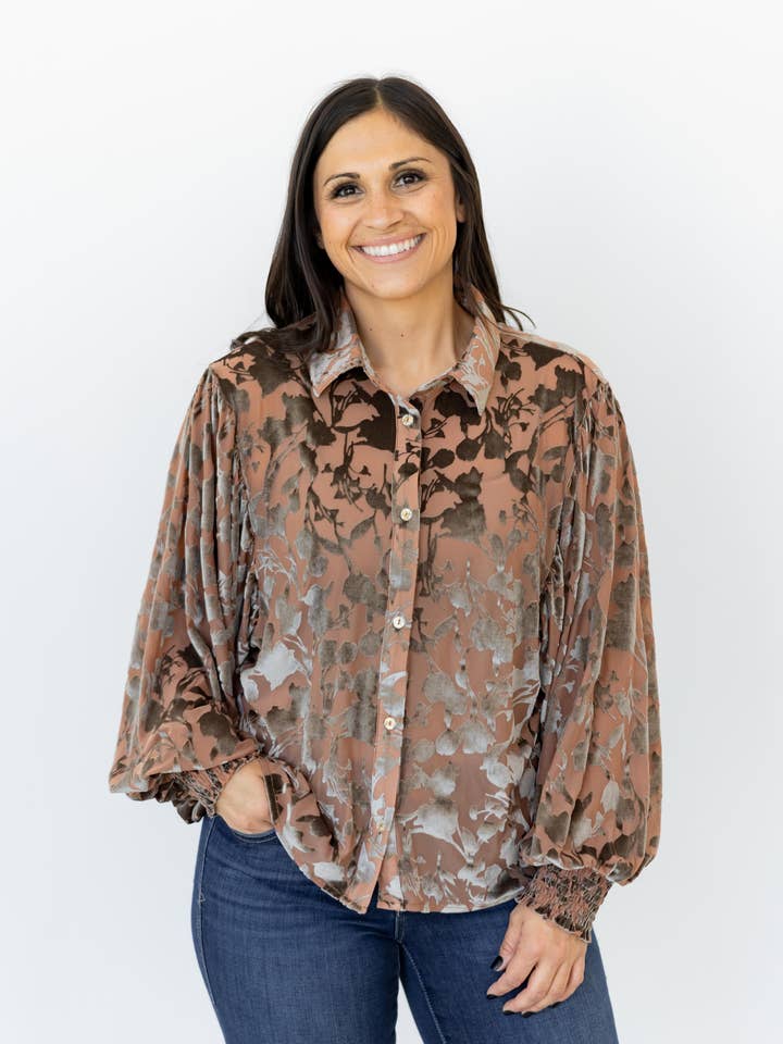 TH23 S318 TAN VELVET TOP (1 Piece) for wholesale by Turquoise Haven
