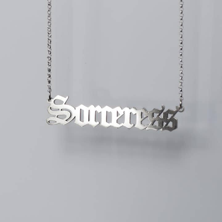 Sorceress Nameplate Necklace for wholesale by Nyxturna