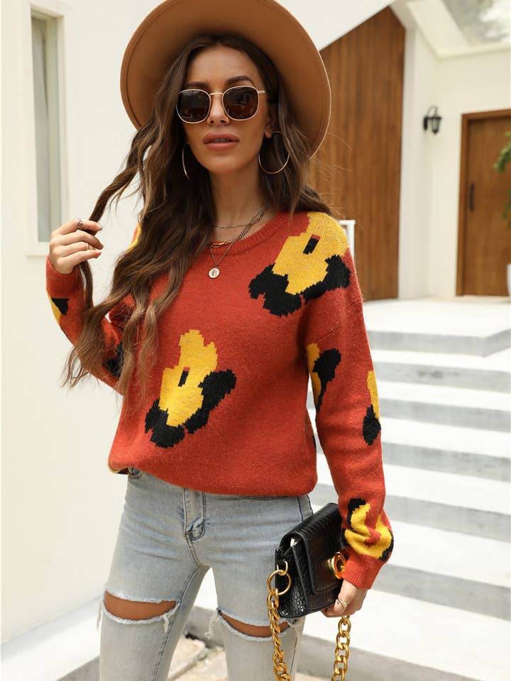 Camisola de malha floral EP-SW8012 por atacado de ePretty