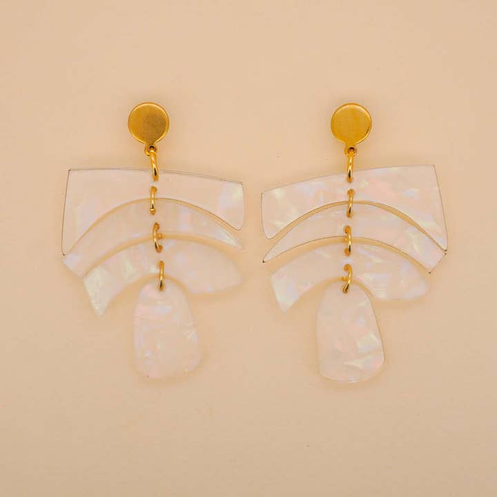 Paulina Otero – Brincos de argola por atacado – Brincos de equilíbrio em iridescente branco0