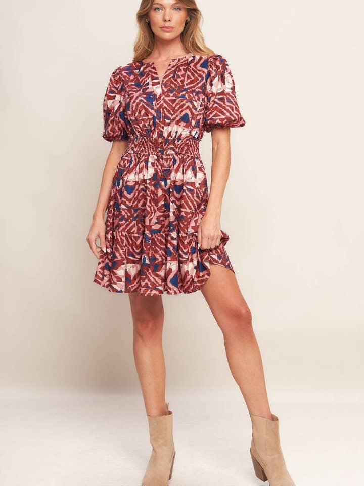 A printed woven mini dress - ID21505 for wholesale by FLYING TOMATO