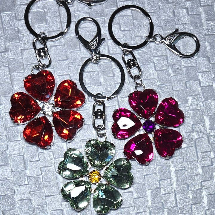 Purse Charms Key Chain Flower Bling Bling for wholesale by Fiona Accessories