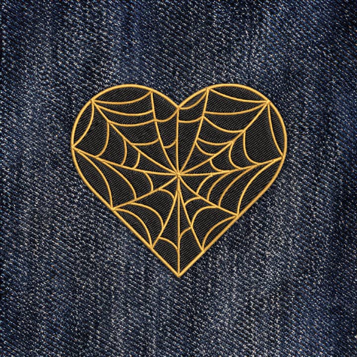 Studio Ten Design - Wholesale Patch - Cobweb Heart Embroidered Iron-On Patch
