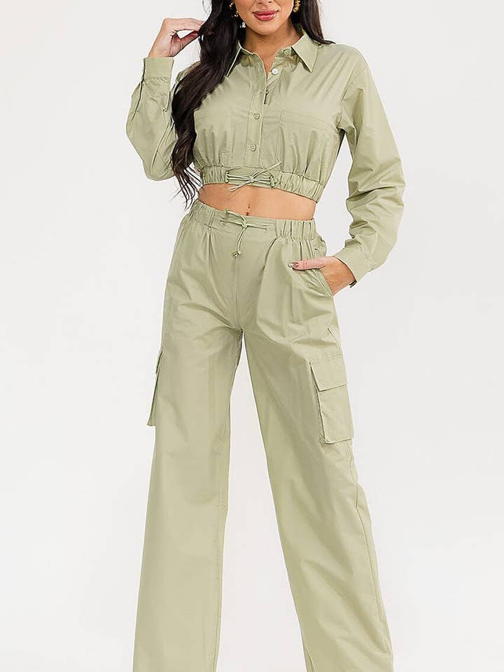 CROP TOP & ELASTISCHE TAILLEBROEKEN EFFEN 2-DELIGE SET voor wholesale door ROUSSEAU