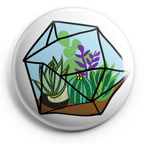 Botão/emblema do Terrarium Pinback por atacado de Prickly Cactus Collage