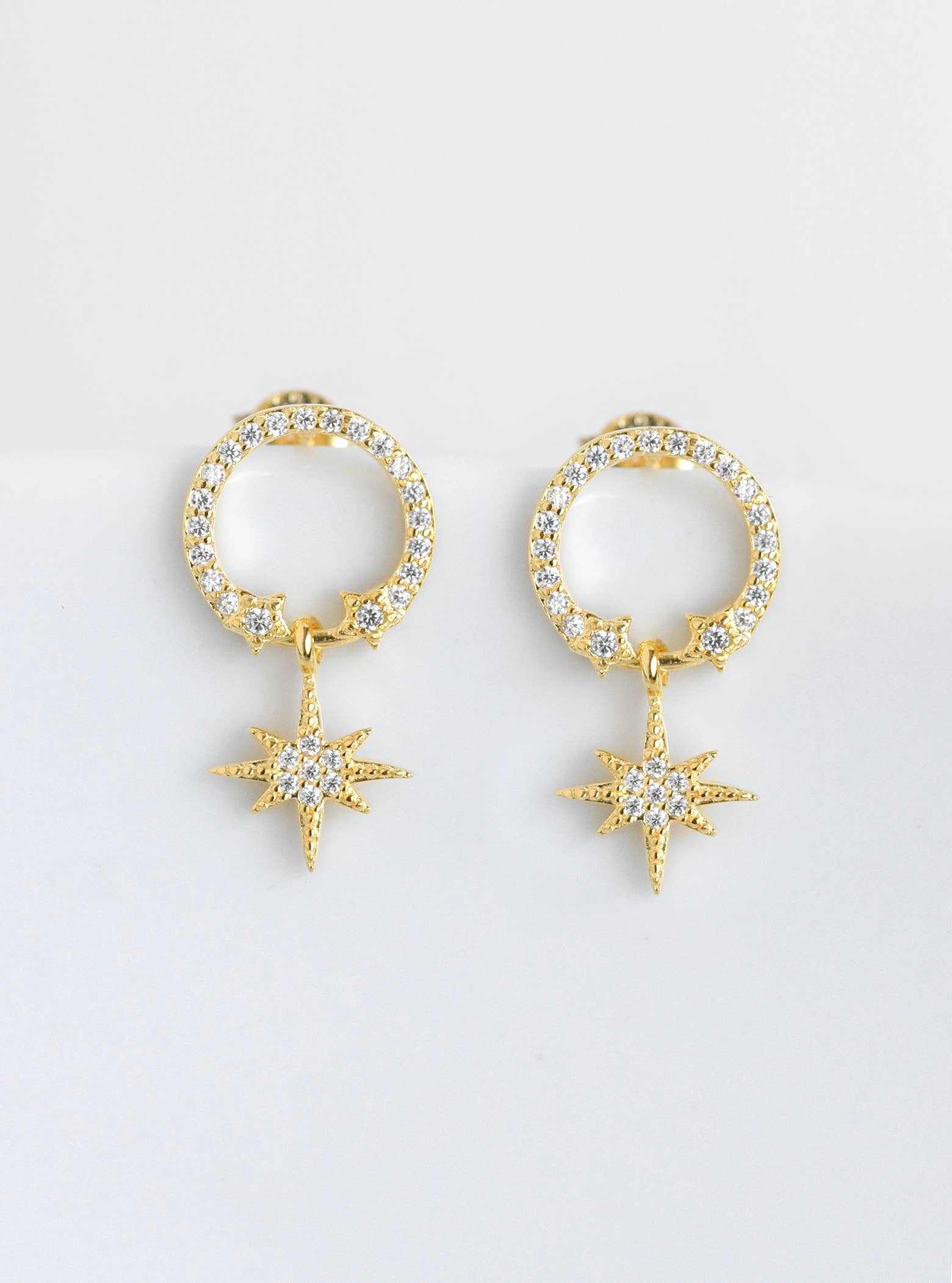 FELIX Z DESIGNS - Wholesale Hoop Earrings - 925 Silver Stud CZ Hoop Earring W/ Dangling Star3