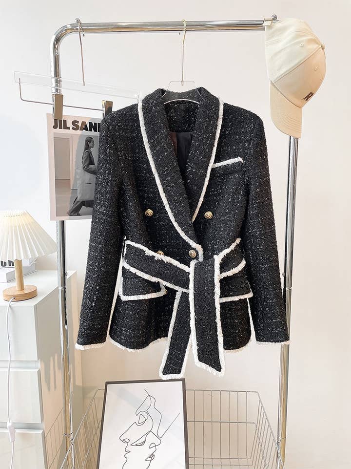 Productseeker - Wholesale Suit set – Women′s - SET018 Tweed Blazer And Short Set Fomal Blazer Set Two Piece3