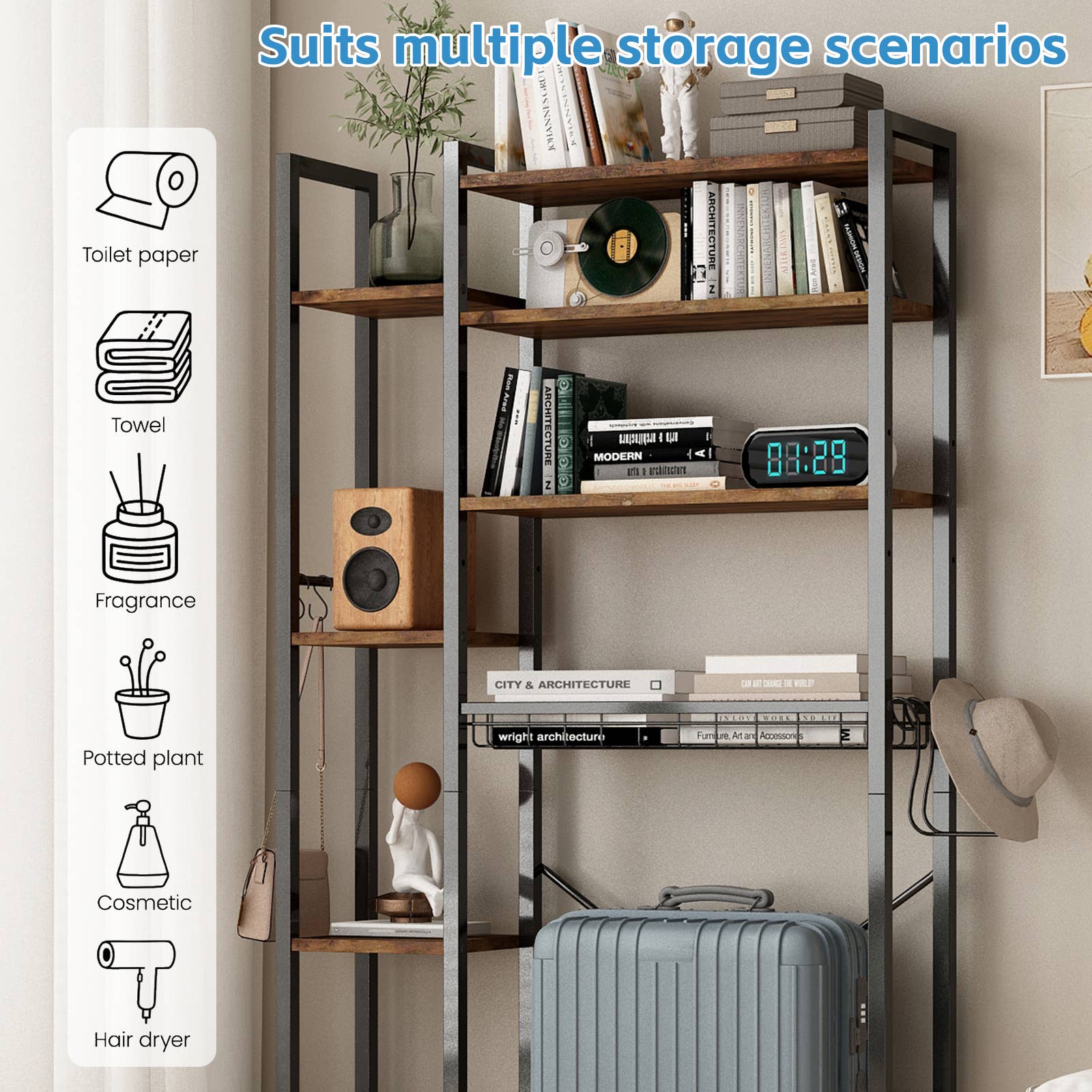 39F Inc. - Vente Supports de plantes - Support de plantes en métal à 8 niveaux avec lampe de culture pour intérieur22