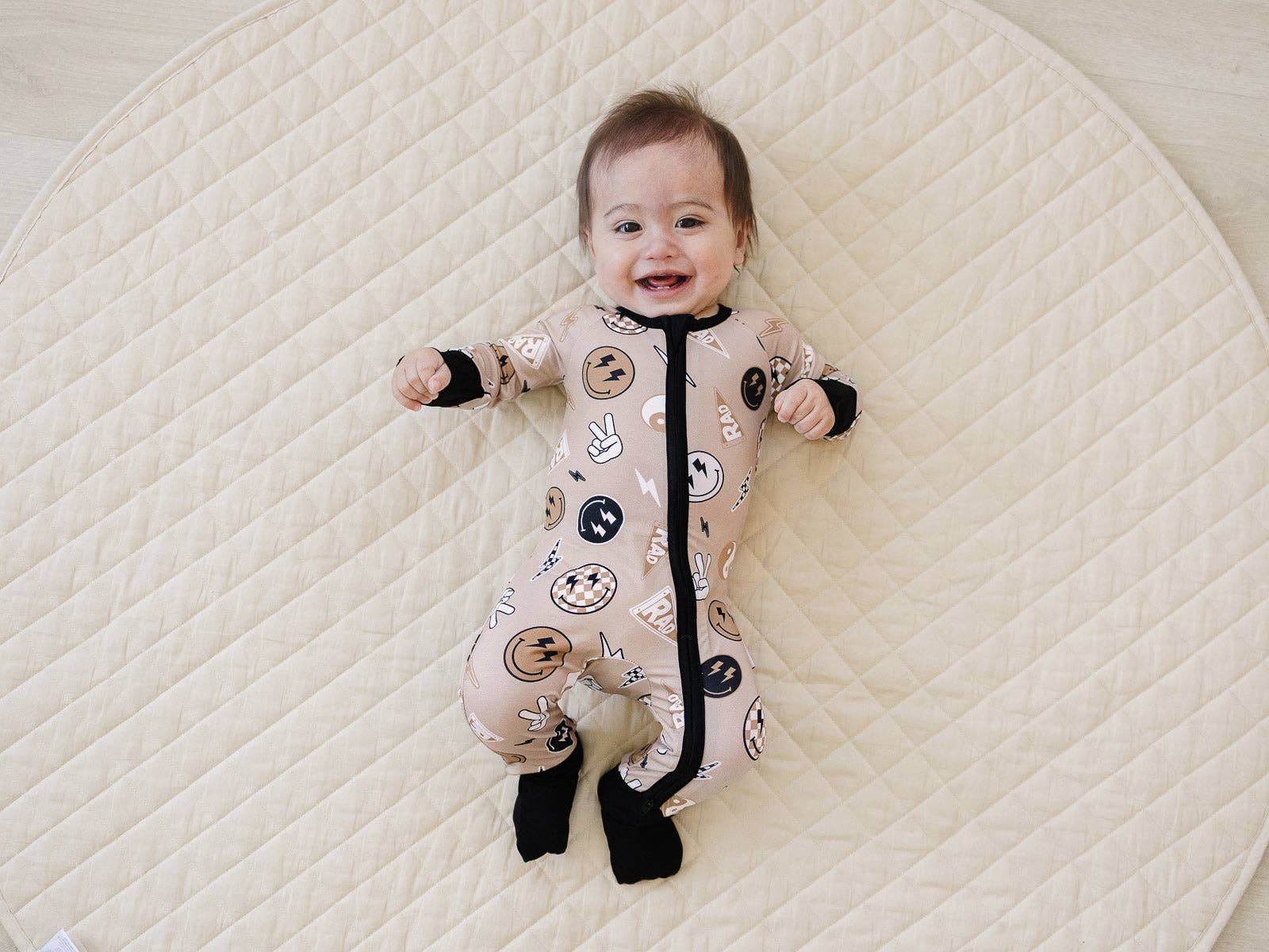 Lucky Panda Kids - Wholesale Jumpsuit - Baby - Bamboo Zip Romper | Latte Rad Vibes8
