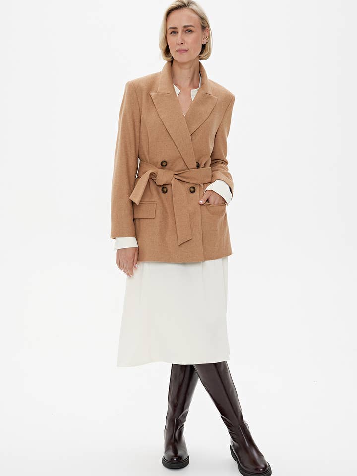 CAPSULE by AgnÄ— GilytÄ— - Wholesale Blazer - Women's - Blazer 'MILAN' | premium wool mix in caramel3