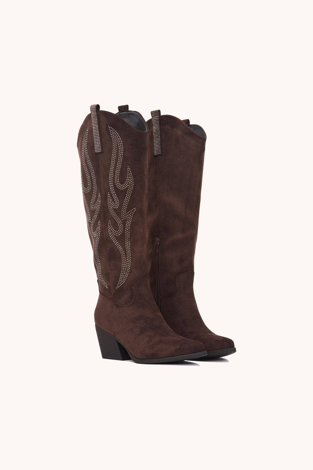No Doubt Shoes - Wholesale Cowboy Boots - Women's - SPARKLY EMBROIDERED BLOCK HEEL COWGIRL COWBOY KNEE HIGH BOOT3