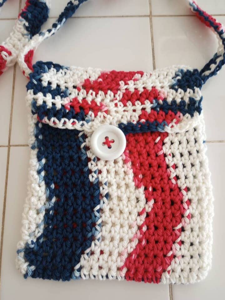 Monedero cruzado rojo, blanco y azul, bolsa de algodón para teléfono para venta al por mayor de Cold Stream Crafts