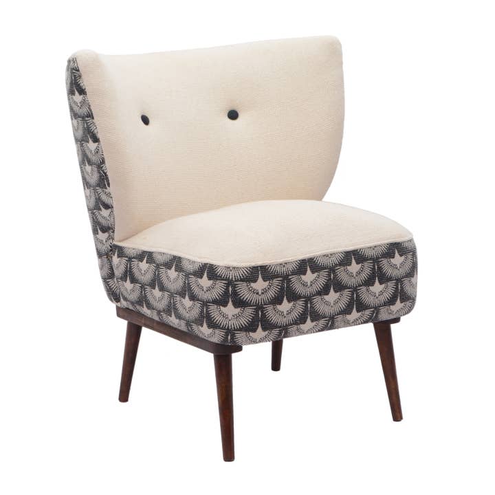LR Home - Wholesale Chair - Handmade Cream/Charcoal Geometric Organic Cotton Chair