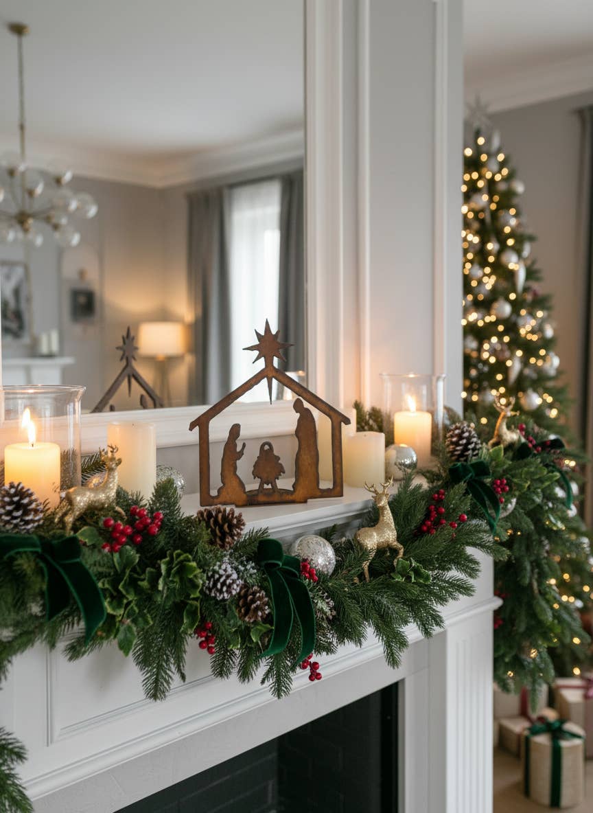 Universal Ironworks USA - Vente Crèche de Noël - Nativité Doodad Crèche de Noël rustique en métal