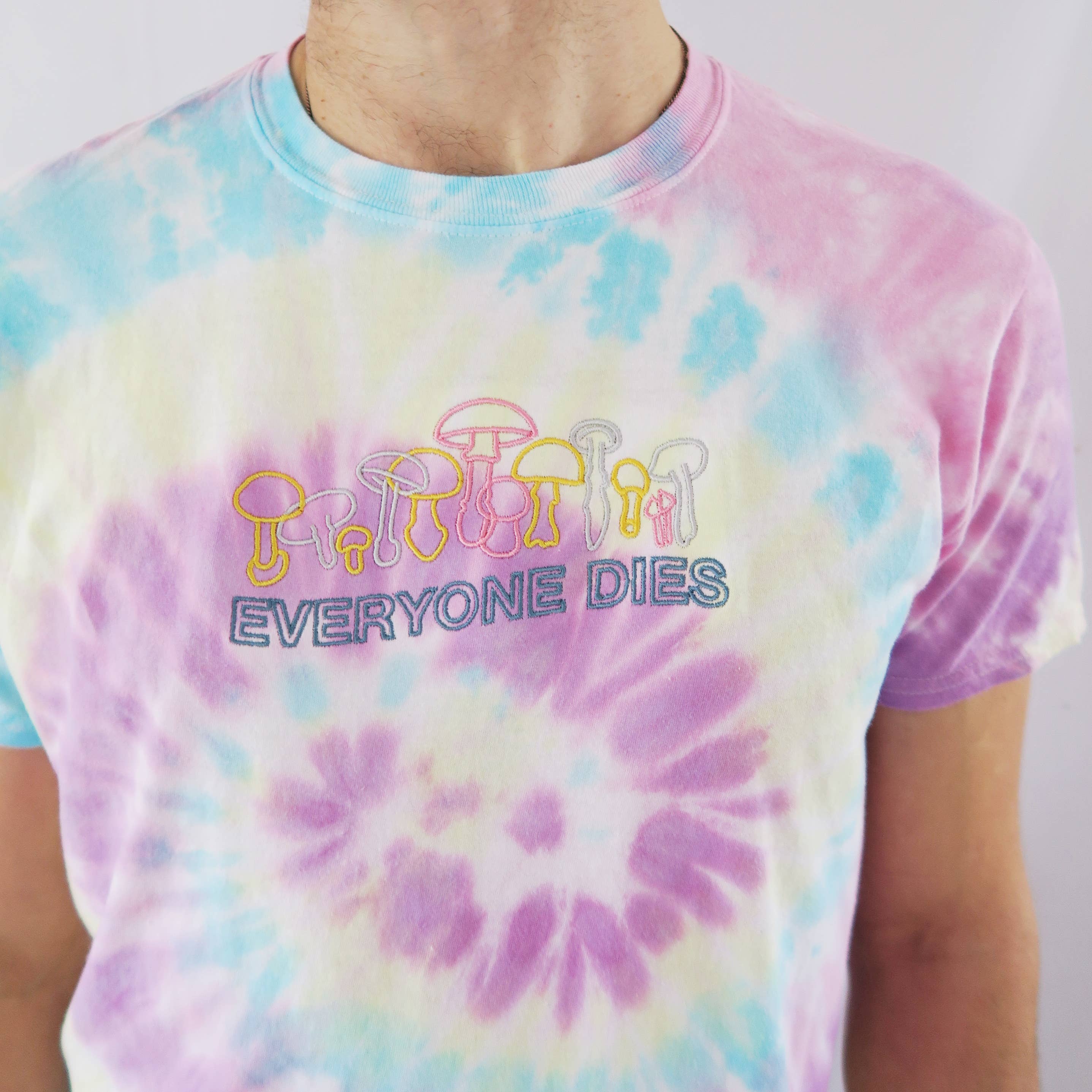 Cousins Collective - Wholesale T-Shirt - Unisex - 'Everyone Dies' Mushroom Embroidered Unisex Tie Dye T-shirt2