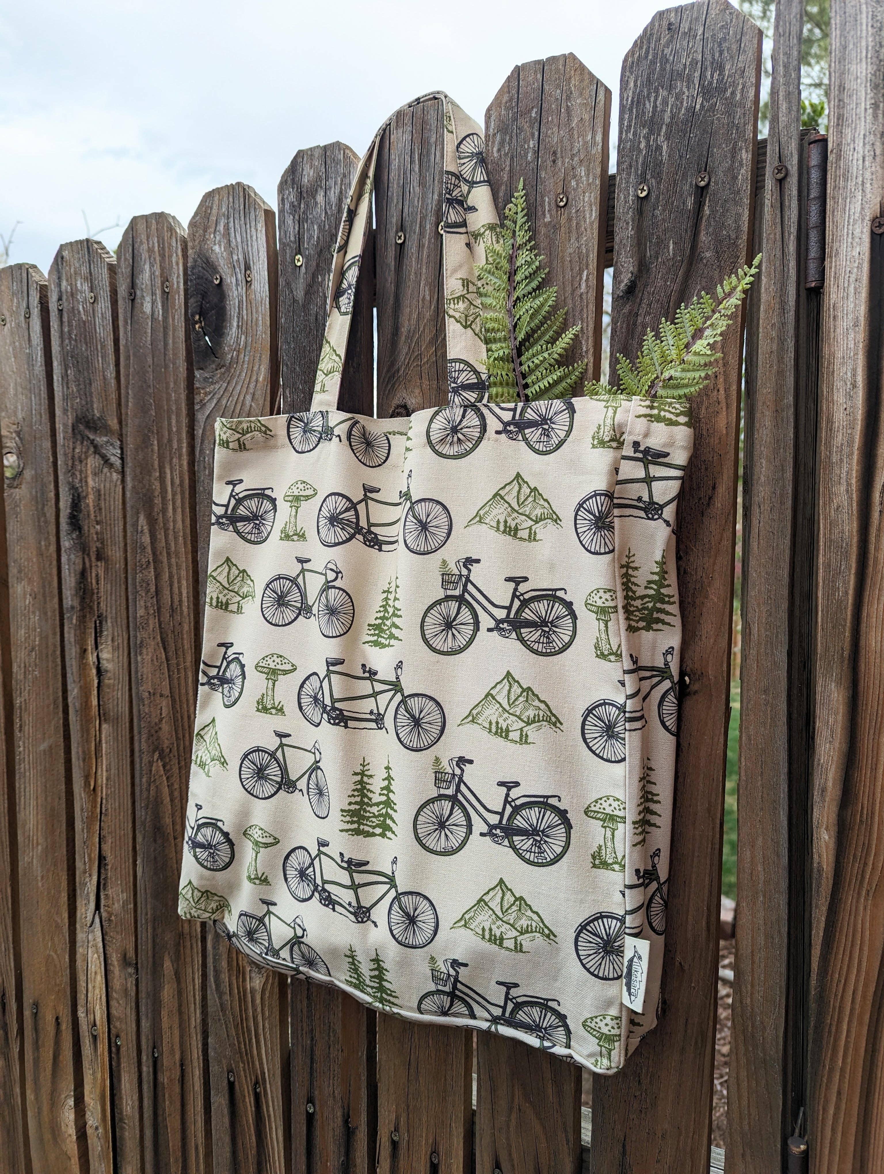 ilikesara | art + goods - Wholesale Tote Bag - Women's - tote bag | bicycle adventure - patterned screenprinted nature tote5