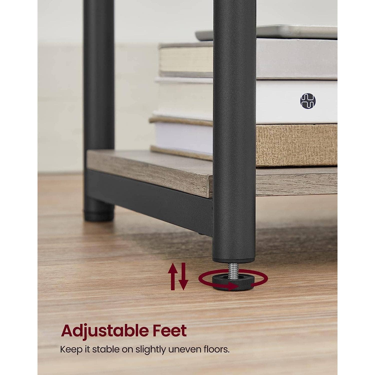 Greige Black End Table With 3 Tier Charging Station USB And AC Outlets for wholesale on Faire8