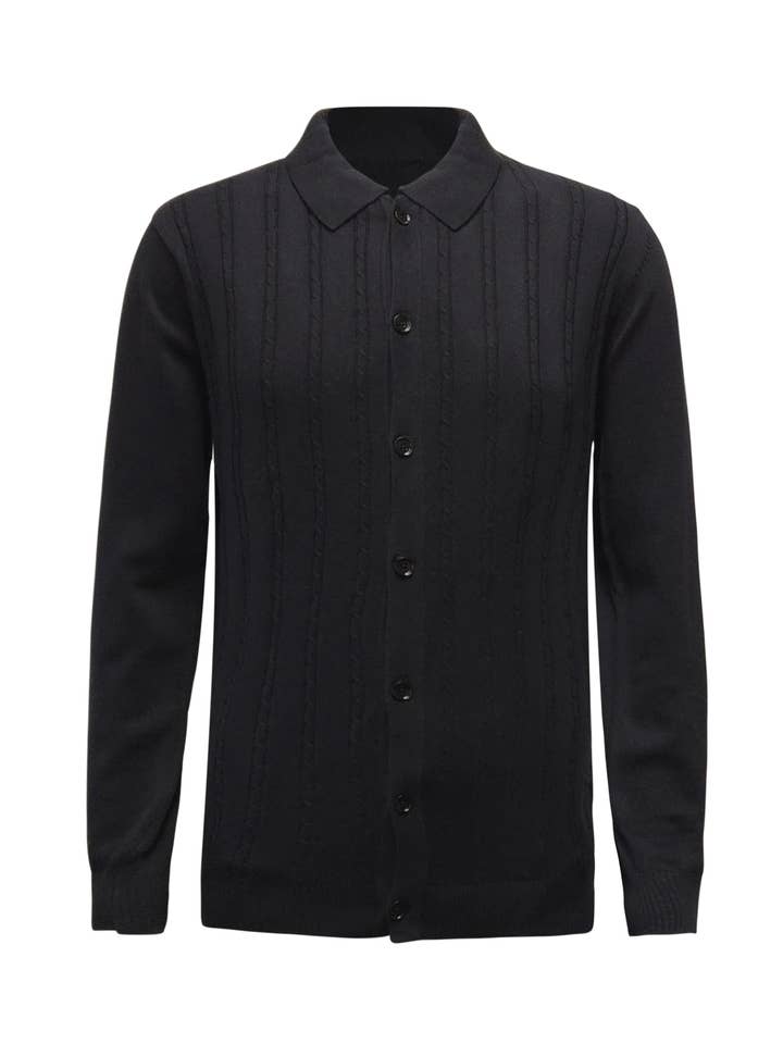 VM30-225-132 - Long Sleeve Knitted Shirt - Black for wholesale by Vustra