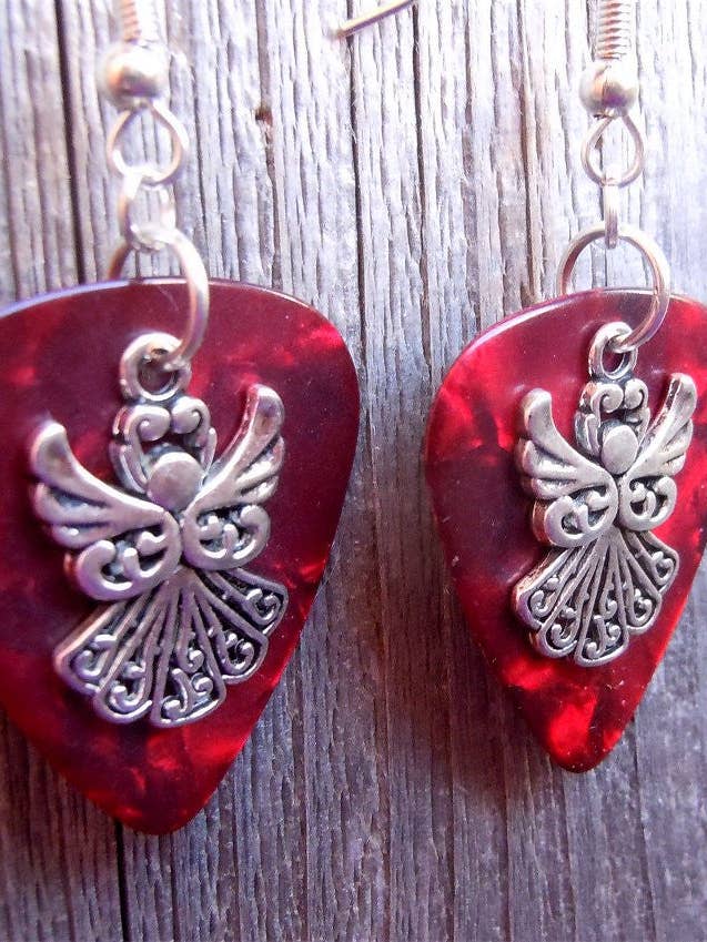 Fancy ängel charm gitarr plocka örhängen för wholesale av Simply Raevyn