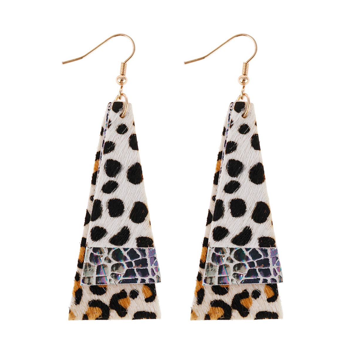 MYS Wholesale Inc - Wholesale Dangle Earrings - Animal Print Layered Leather Trapezoid Hook Earrings12